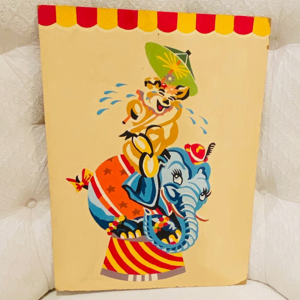 O10-🎉 BEST IN HOME Circus Elephant & Lion with Umbrella Paint by Number